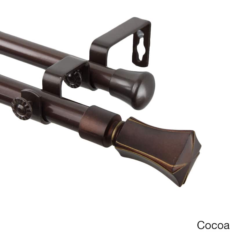 InStyleDesign Tower Adjustable Double Curtain Rod Collection - 28 to 48 inch - Brown Finish - Cocoa