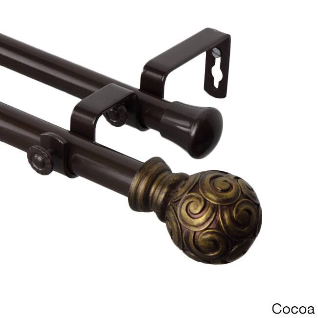 InStyleDesign Lux Adjustable Double Curtain Rod Set - 28 to 48 inches - Cocoa