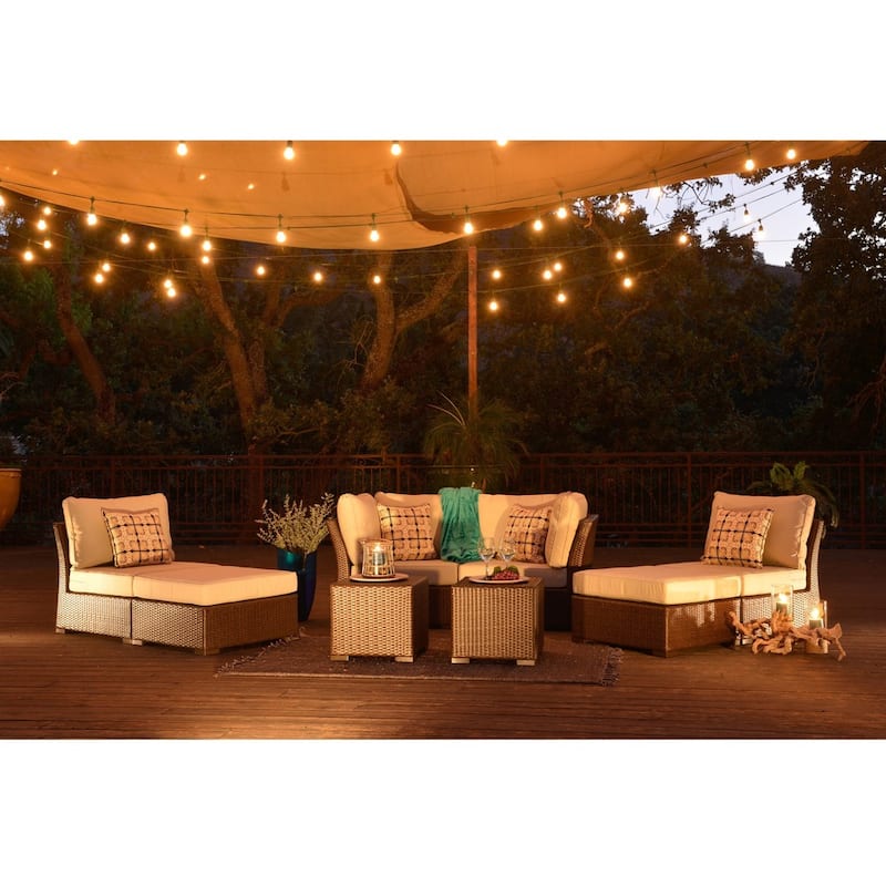 Corvus Oreanne 8-piece Brown Wicker Sectional Patio Furniture Set