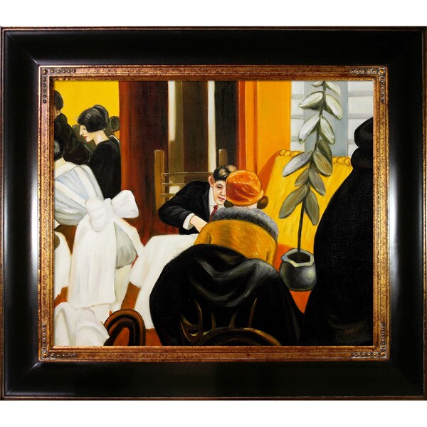 Edward Hopper 'New York Restaurant ' Hand Painted Framed Canvas Art ...