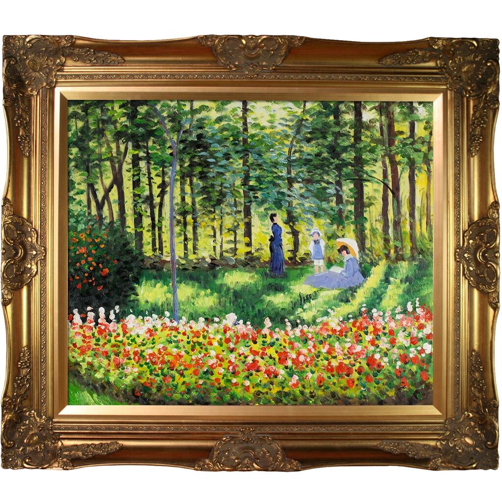 La Pastiche Claude Monet 'La Famille D'artiste ' Hand Painted Framed Canvas Art