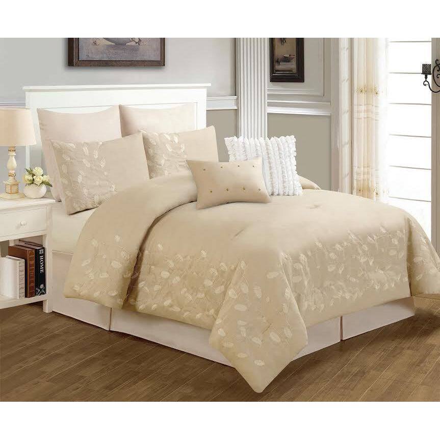 Dana Beige Floral 8 piece Comforter Set