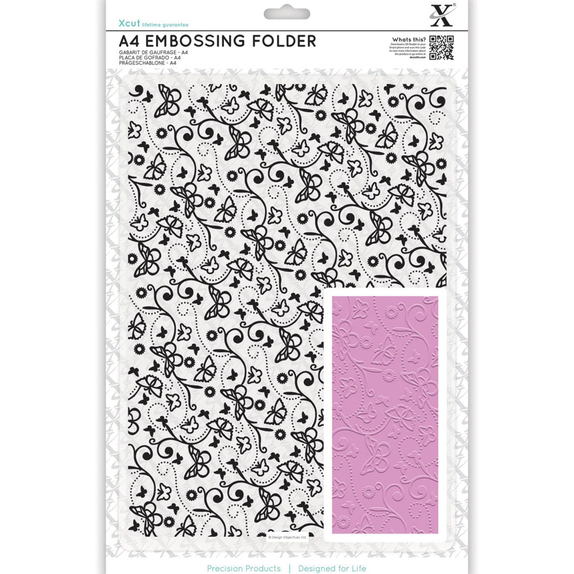 Xcut Universal A4 Embossing Folder butterfly Pattern