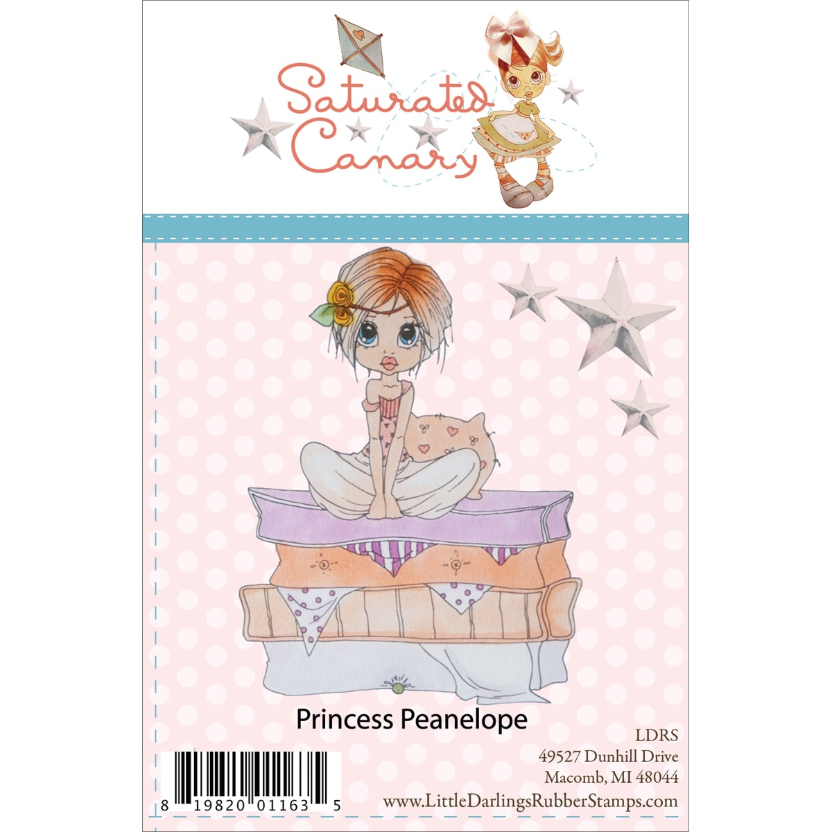 Saturated Canary Unmounted Rubber Stamp 4.5x3.25  princess Peanelope