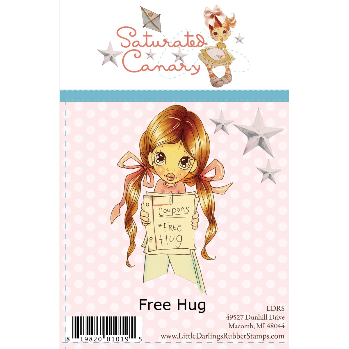 Saturated Canary Unmounted Rubber Stamp 3.75x2.5  free Hugs