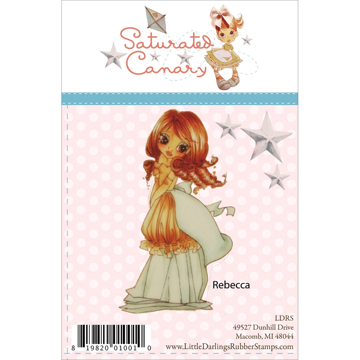 Saturated Canary Unmounted Rubber Stamp 4x2.5 rebecca