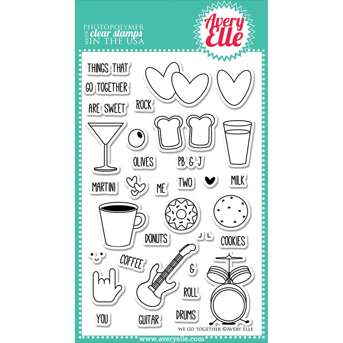 Avery Elle Clear Stamp Set 4x6 we Go Together