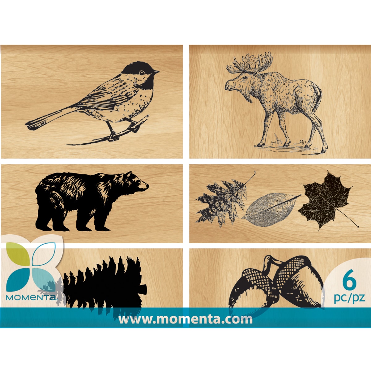 Momenta Mounted Stamp Set 6pcs outdoors