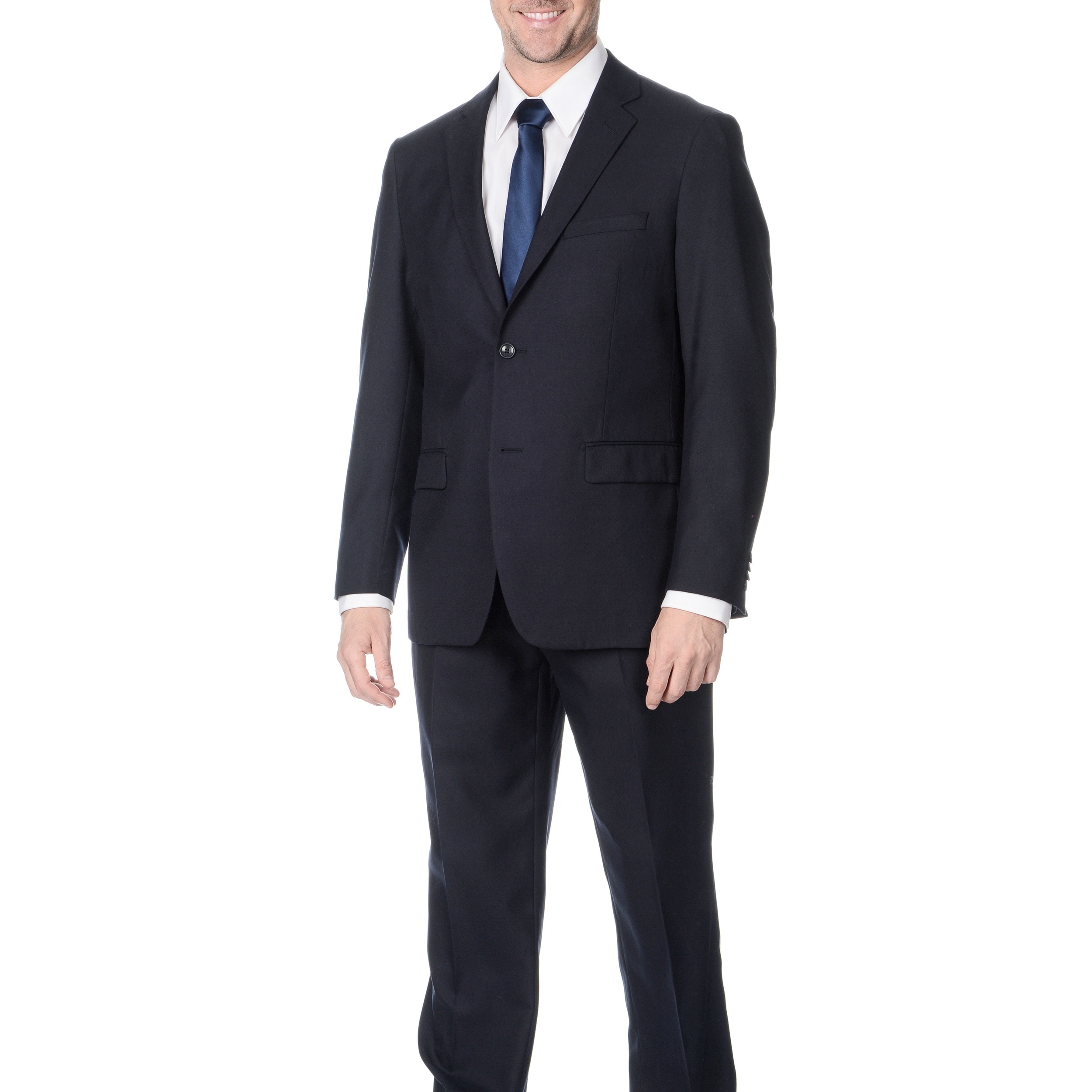 Pronto Mens Slim Fit Wool Max Navy Wool Blend 2 piece Suit