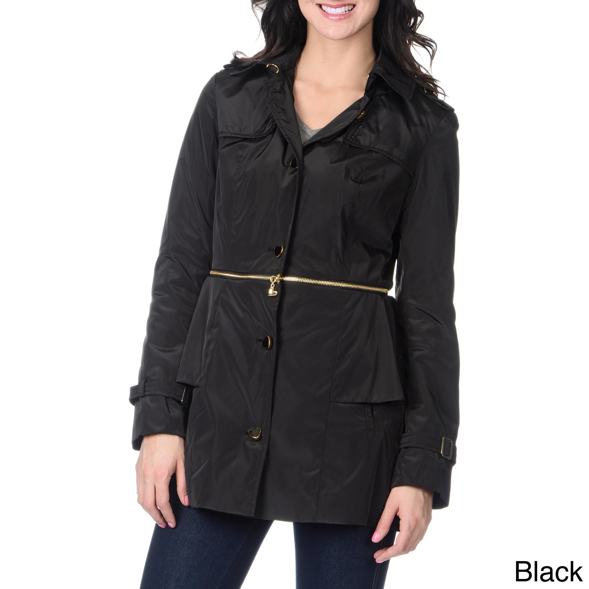 Betsey Johnson Womens Convertible Trench Jacket