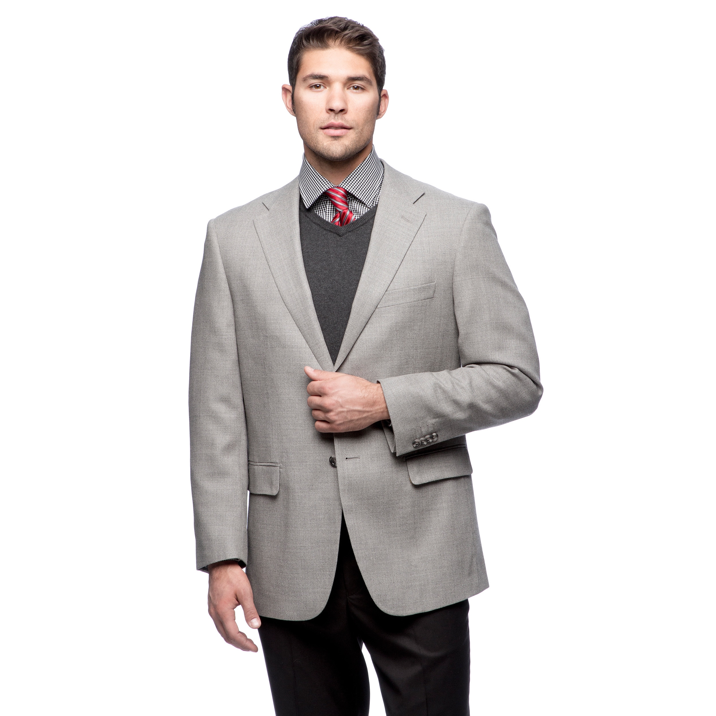 Prontomoda Italia Mens Super 140 Light Grey Natural Stretch Wool Jacket