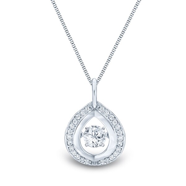 Auriya 14k White Gold 1/3ct TDW 'Dancing Stone' Moving Diamond Necklace