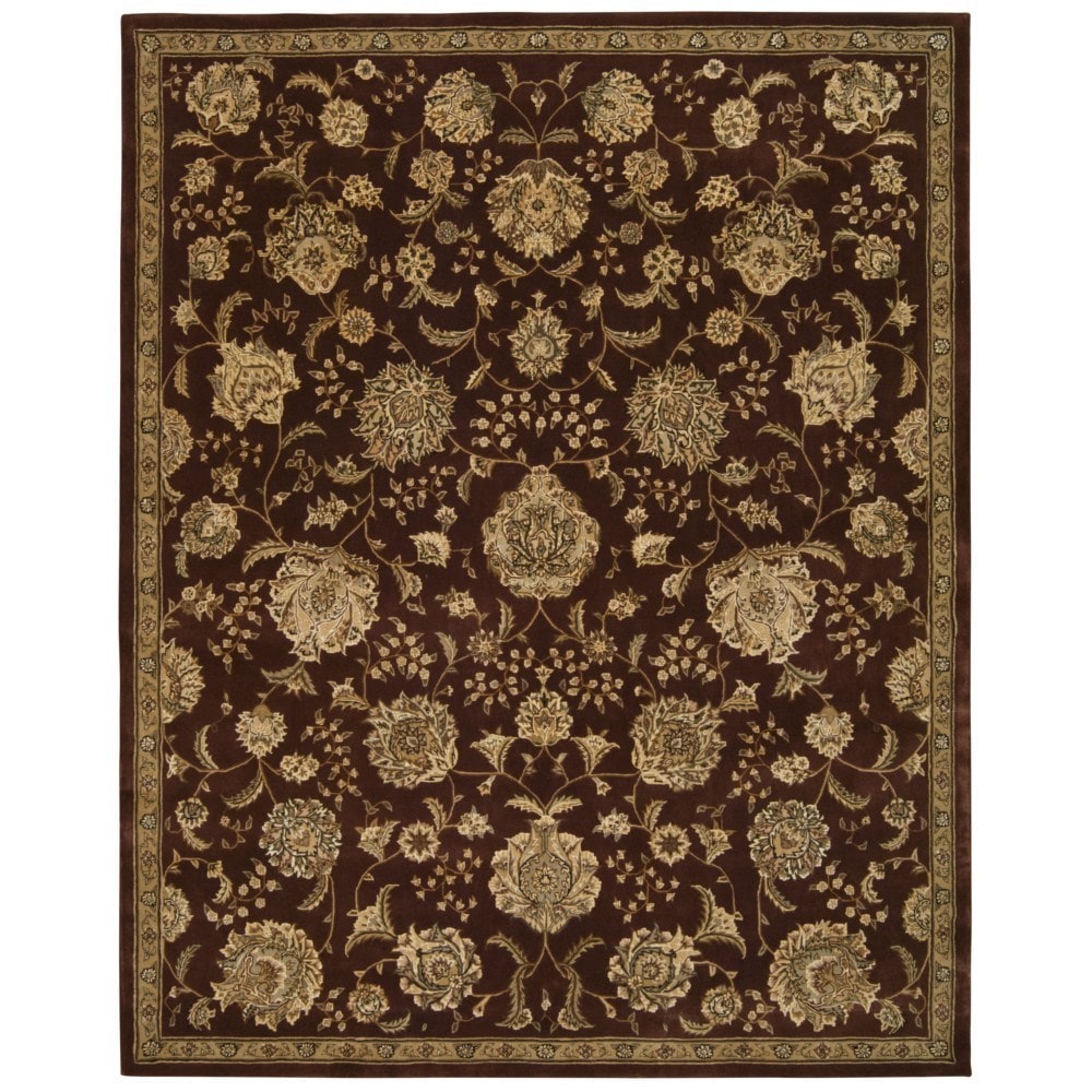 Floral Rust Wool Area Rug (79 X 99)