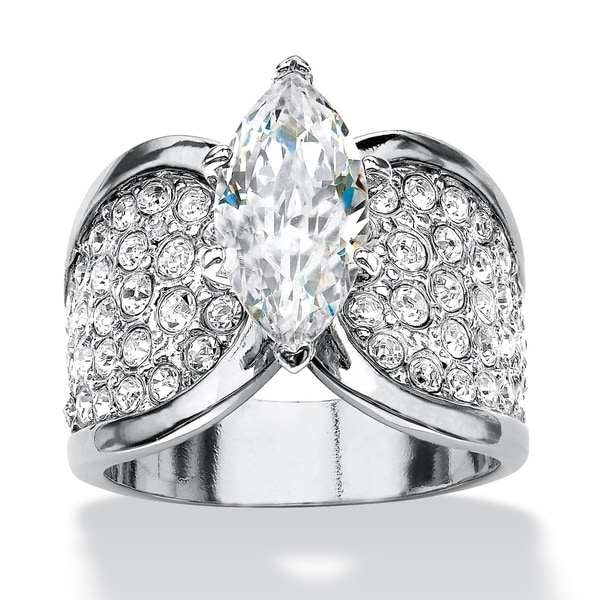 PalmBeach 4.59 TCW Marquise Cut and Pave Cubic Zirconia Engagement
