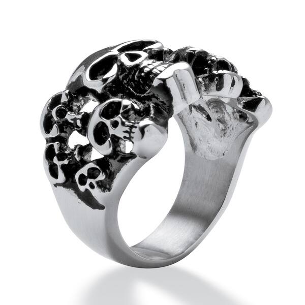 Amazon Com Mens Wide Skull Wedding Ring With S Pattern In