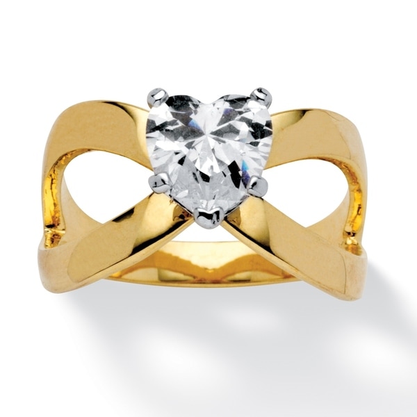 Yellow Gold-plated Cubic Zirconia Infinity Ring - White