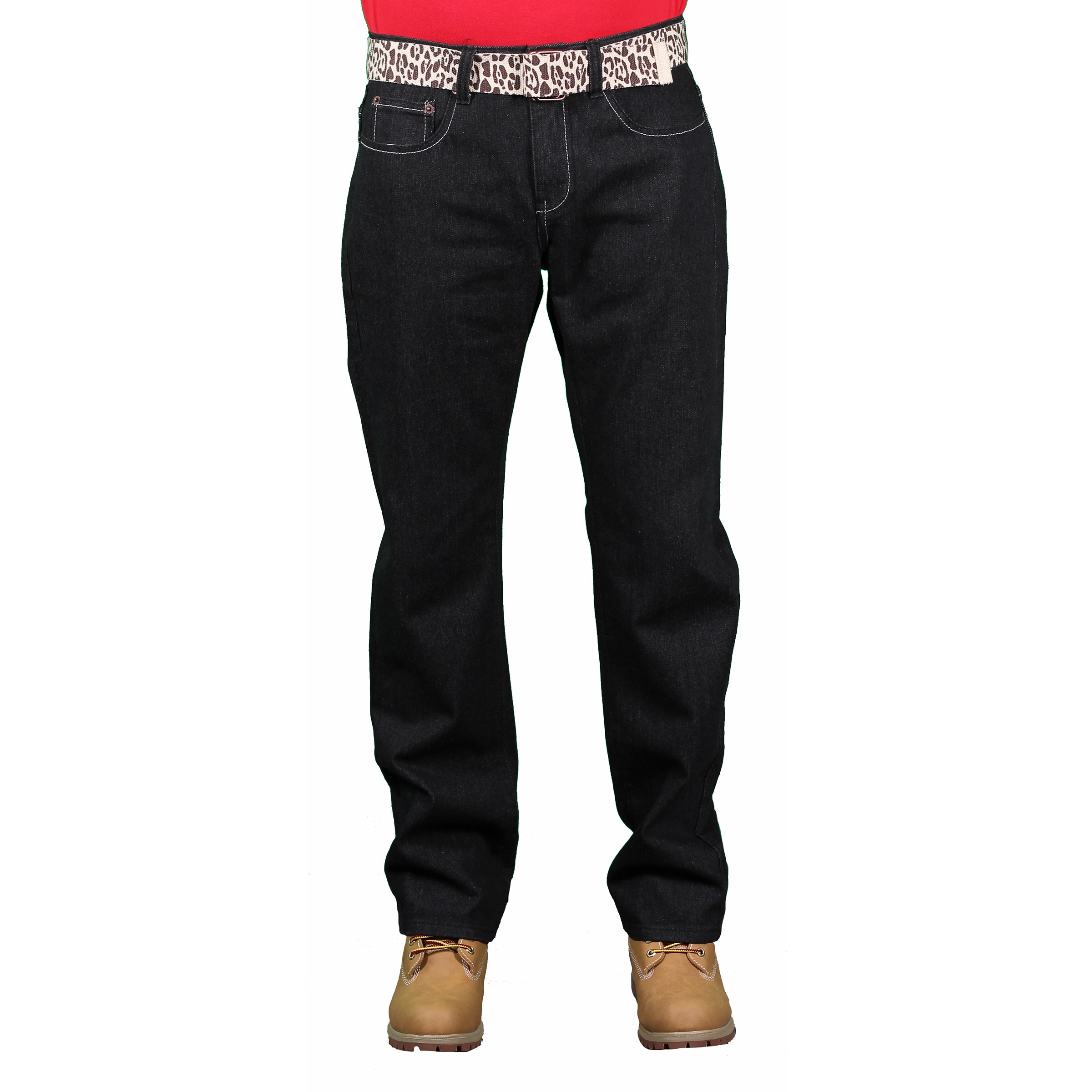 Brooklyn Xpress Mens Belted Fashion Denim Jean