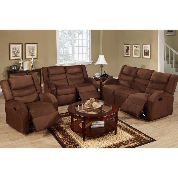 Quebec 3piece Motion Recliner Living Room Set Overstock 9028186