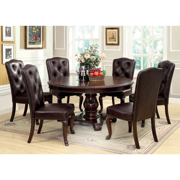 Valga 7 piece Brown Cherry Round Dining Set   16228340  