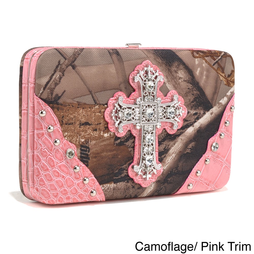 Realtree Rhinestone Cross Camouflage Framed Wallet