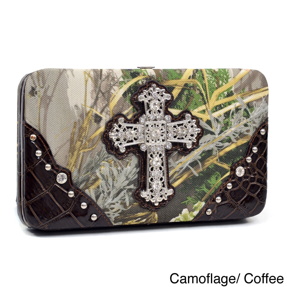 Realtree Rhinestone Cross Camouflage Framed Wallet