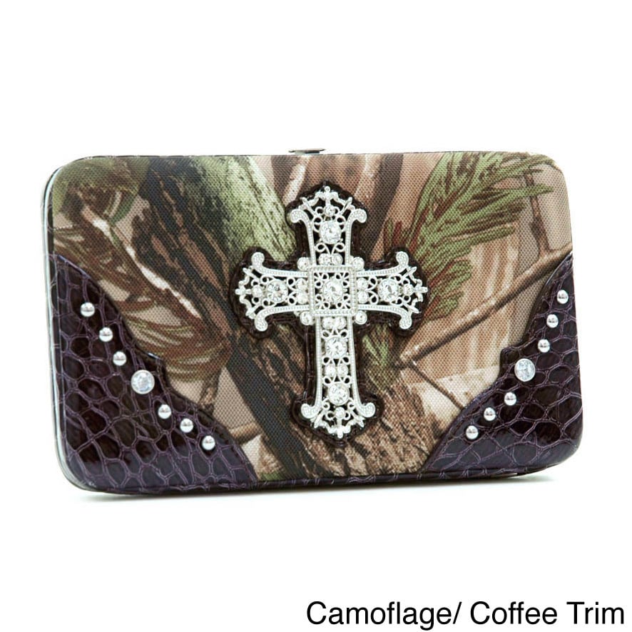 Realtree Rhinestone Cross Camouflage Framed Wallet