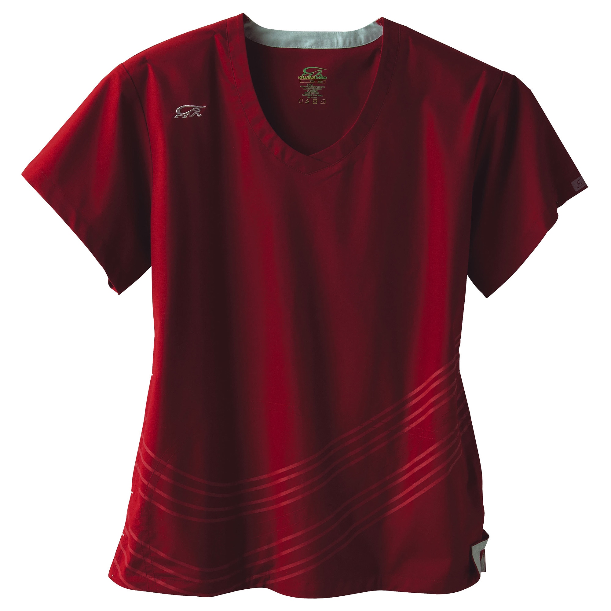 Iguanamed Womens Merlot Dual Swirl Scrubs Top