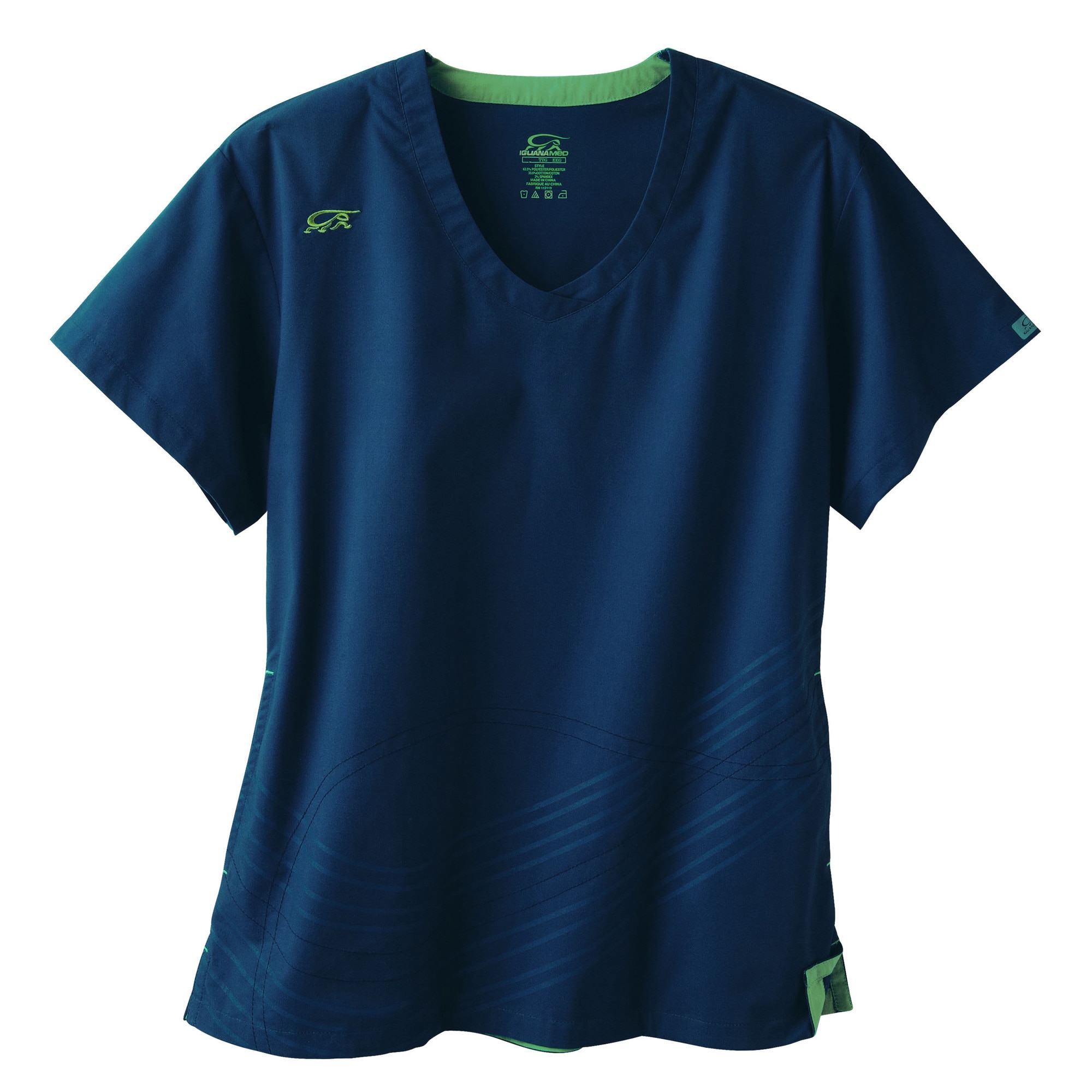 Iguanamed Womens Newport Navy Dual Swirl Scrubs Top