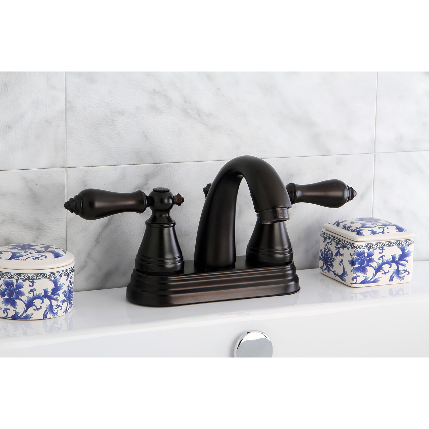 Oil Rubbed Bronze Double handle Bathroom Faucet