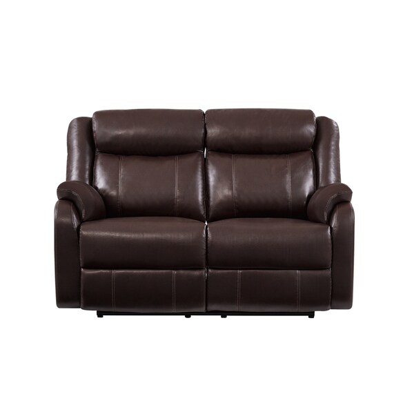 Double Reclining Brown Bonded Leather Loveseat