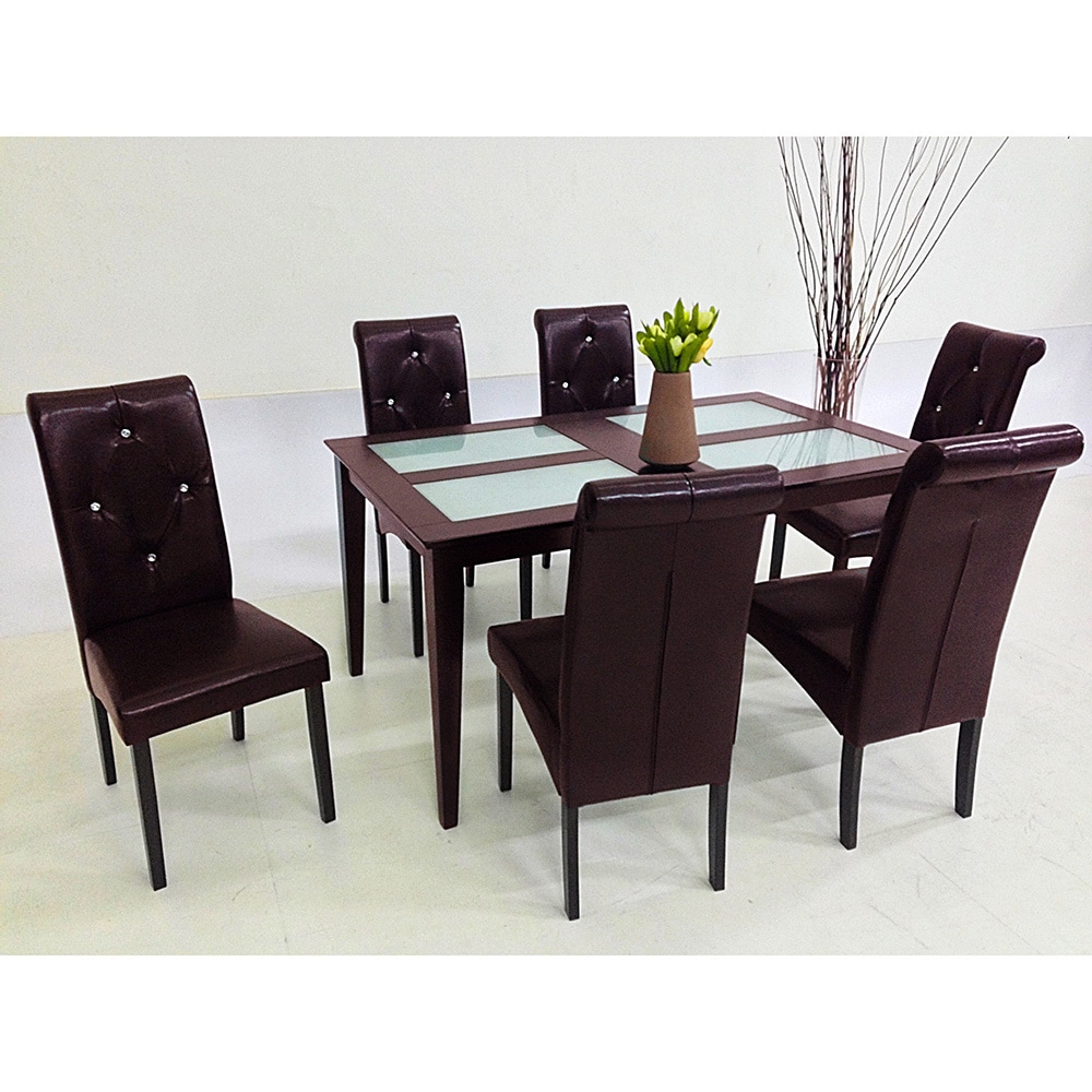 7 piece Brown Dita Glass Table Dining Set