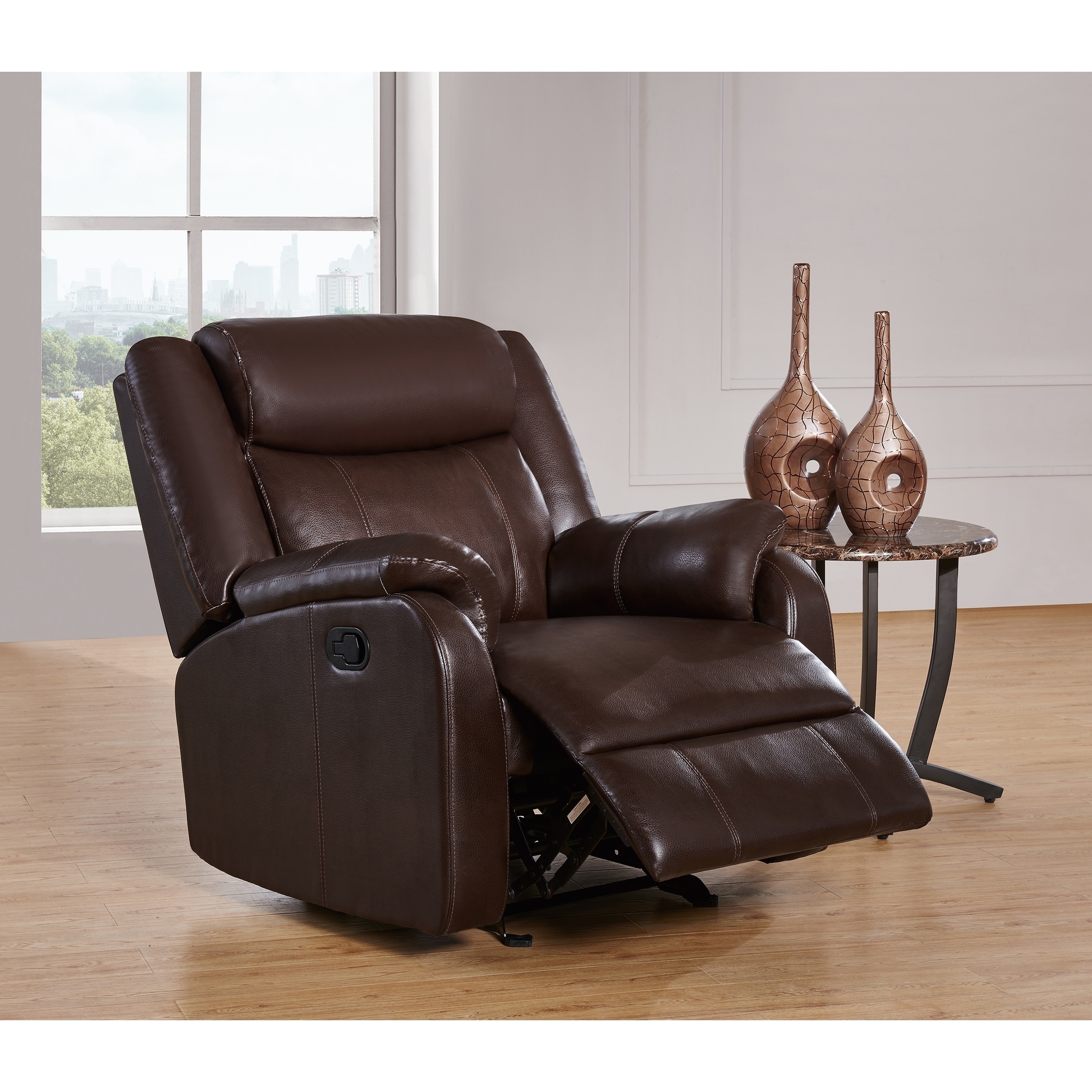 Brown Bonded Leather Glider Recliner