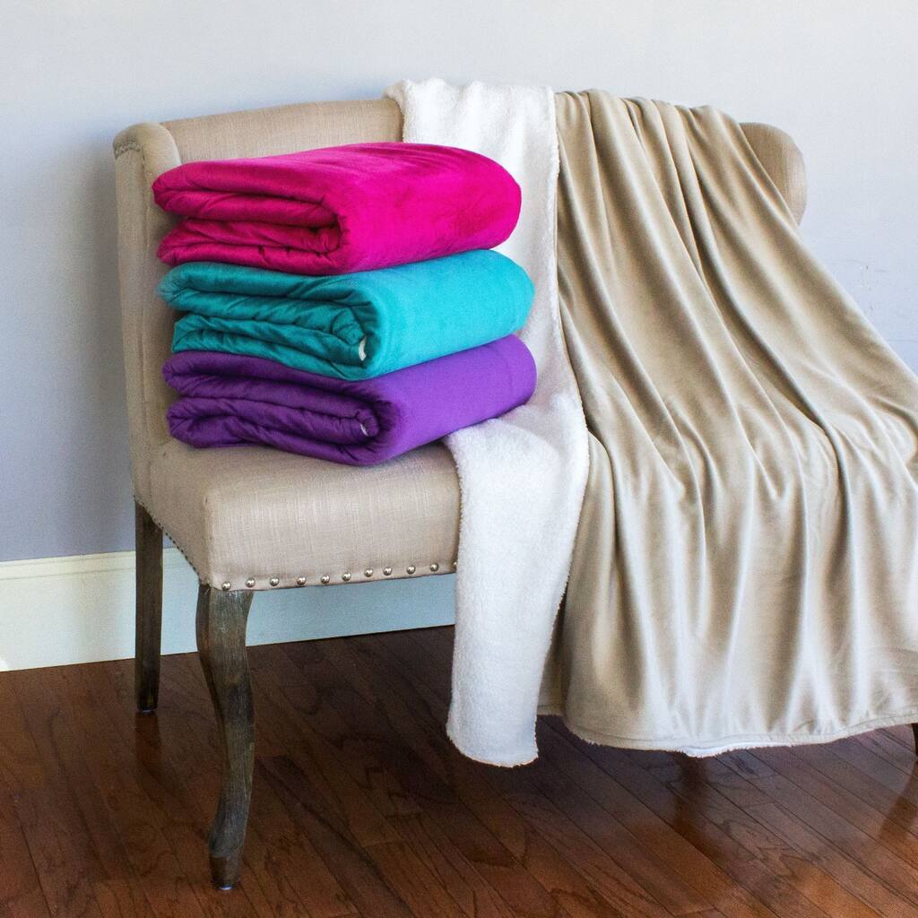 Bright Solids Sherpa Decorative Throw Blanket