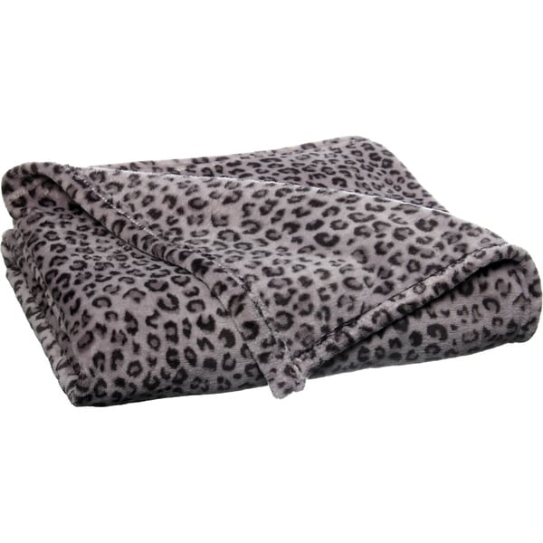 Shop Snow Leopard Grey Luxury Plush Printed Throw - Free ...