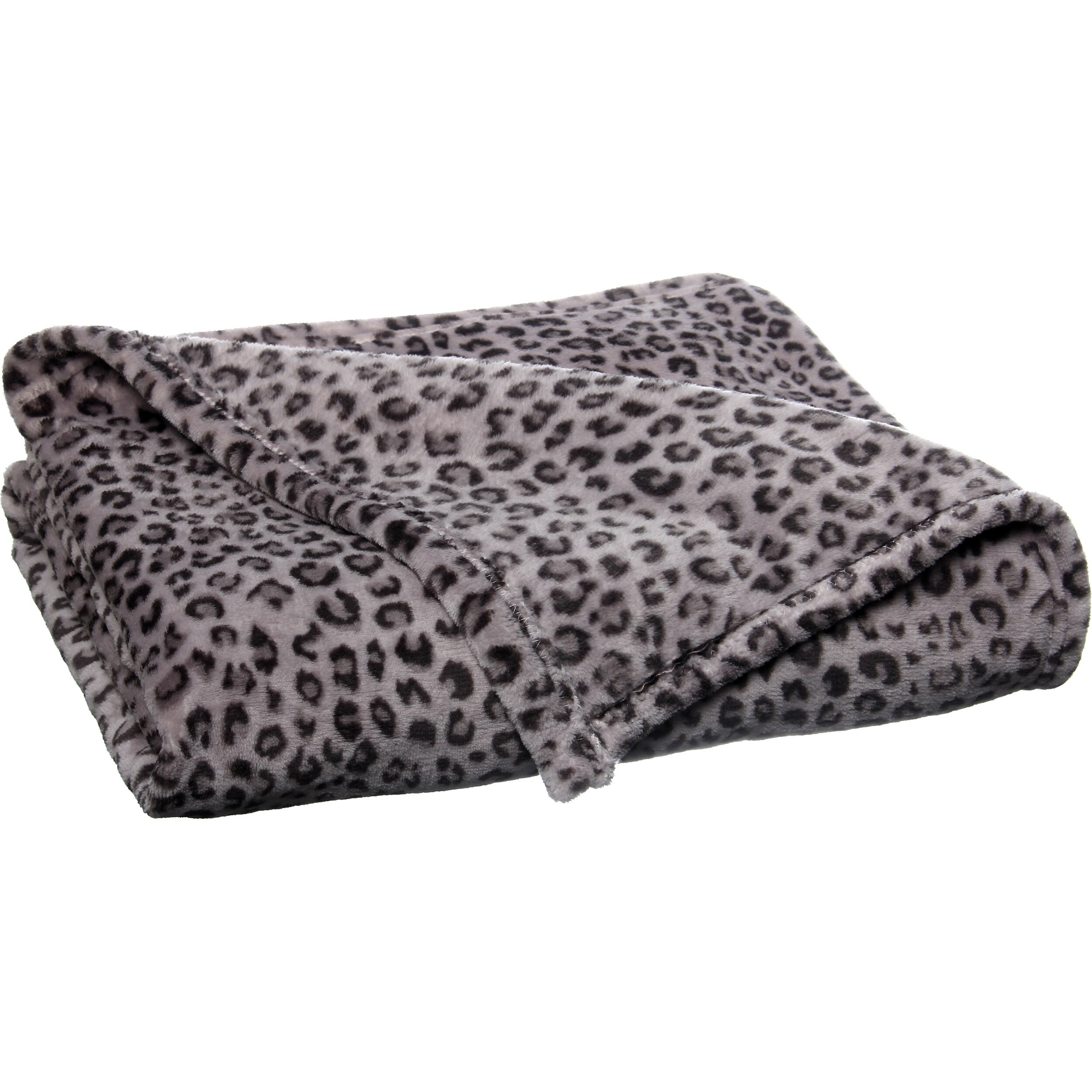 Snow Leopard Grey Luxury Plush Printed Throw