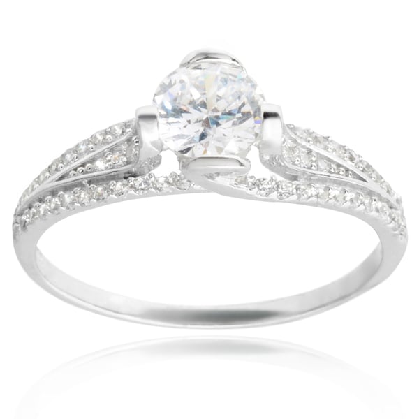 Journee Collection Sterling Silver Cubic Zirconia Bridal-style Ring