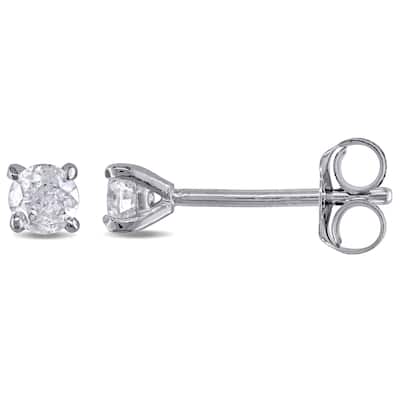 Miadora 1/4ct TDW Diamond Martini-Style Stud Earrings in 14k White Gold