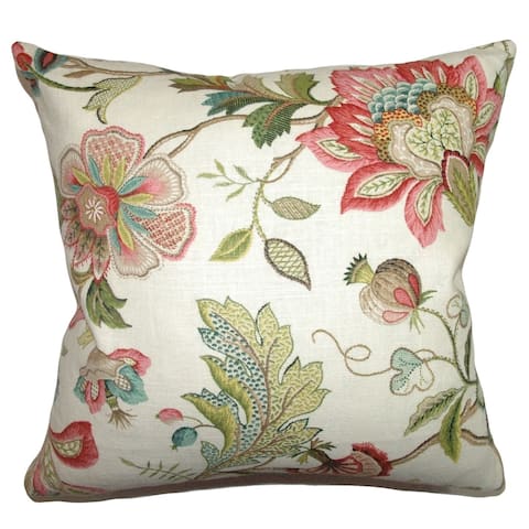 Adele Crewel Print Pattern Down Filled Throw Pillow