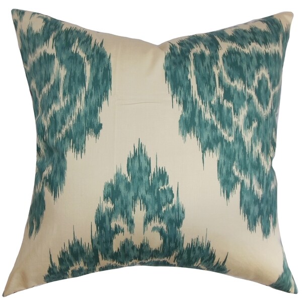 Shop Ajayi Teal Ikat Down Filled Throw Pillow Overstock 9032860