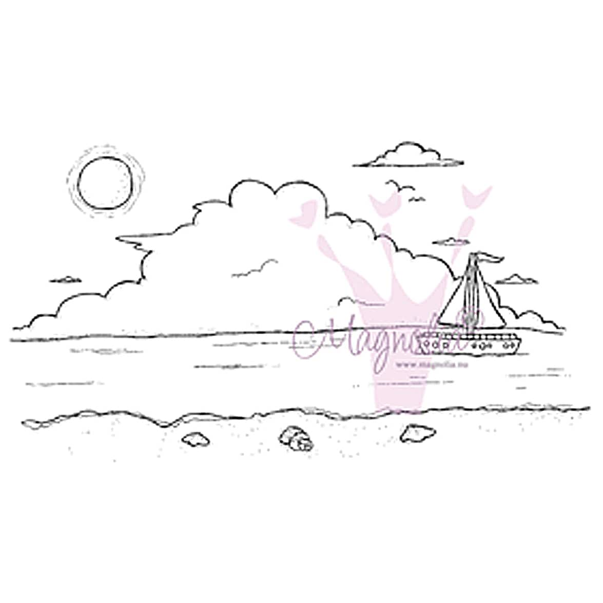 Lazy Summer Days Cling Stamp 6.5x3.5 Package ocean Background