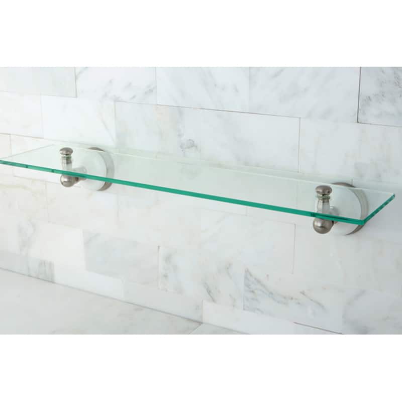Kingston Brass Brushed Nickel Glass Bathroom Shelf - Grey