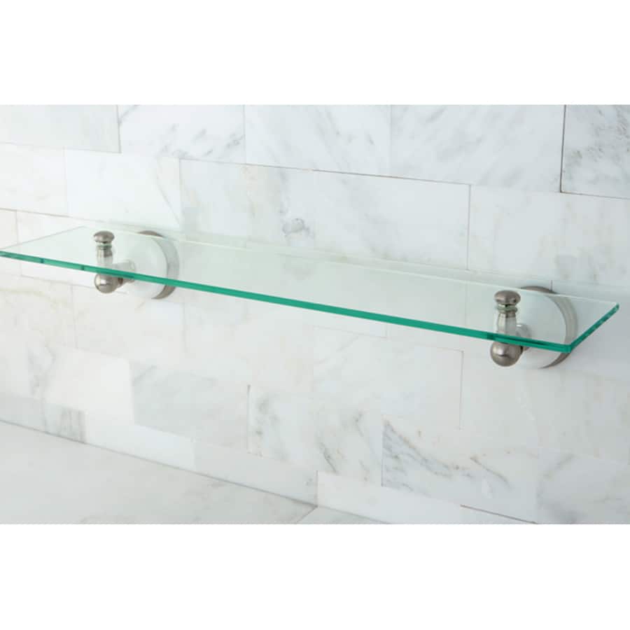 Kingston Brass Brushed Nickel Glass Bathroom Shelf - Grey
