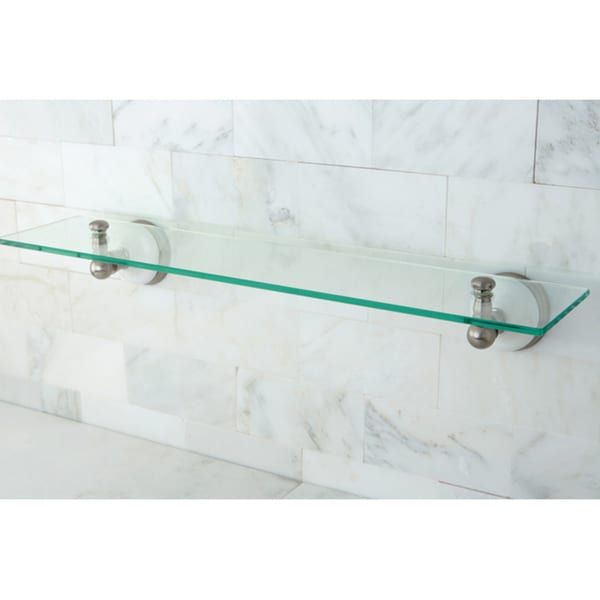 Shop Brushed Nickel Glass Bathroom Shelf - Grey - Free ...