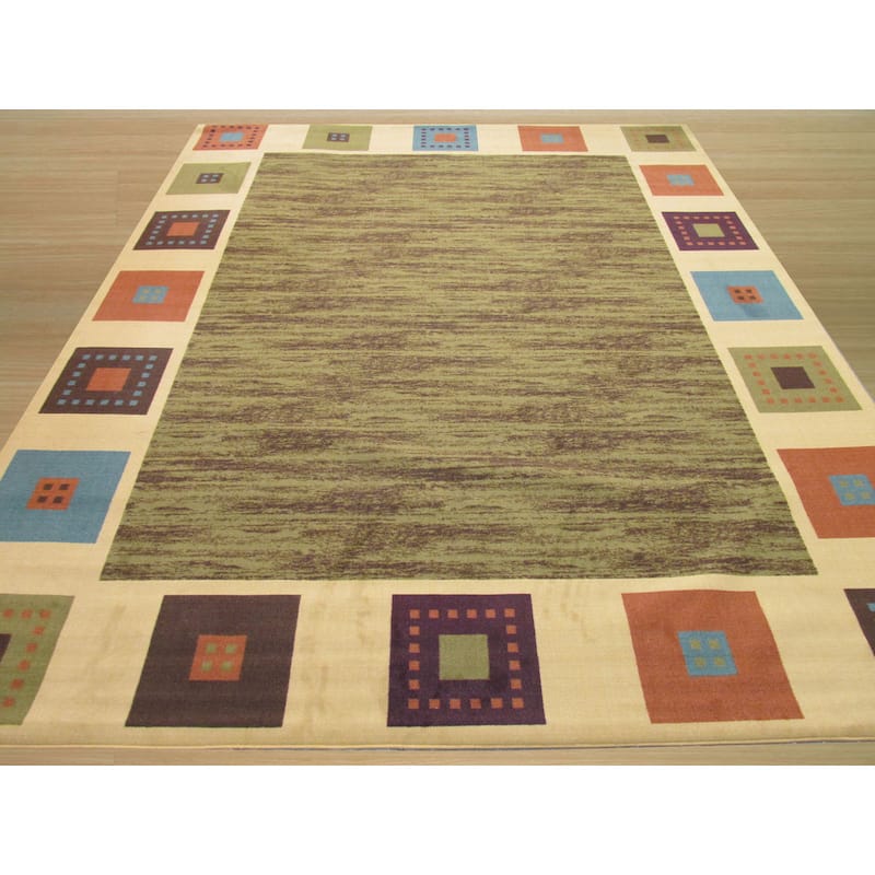 Green Transitional Solid Gabbeh Rug - 5'3" x 7'3"
