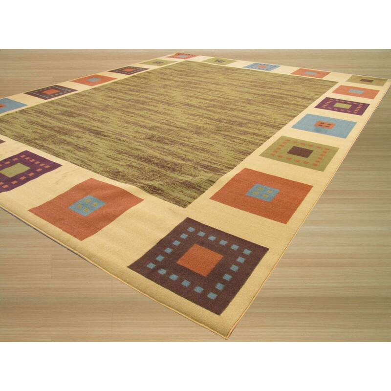 Green Transitional Solid Gabbeh Rug - 5'3" x 7'3"