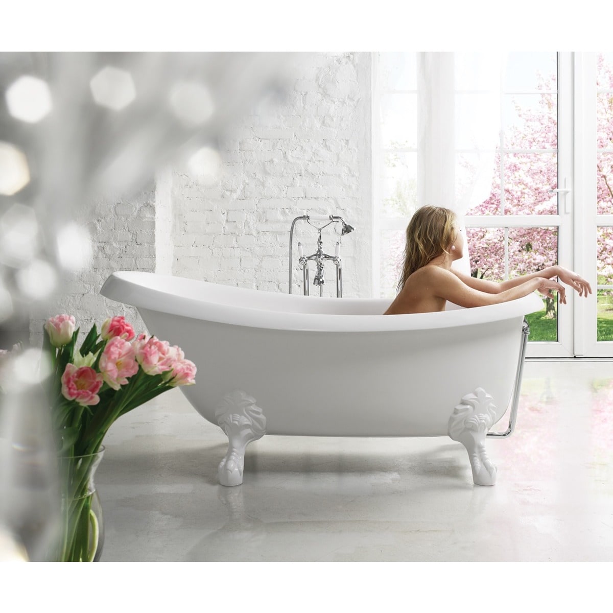 Aquatica Nostalgia White Satin Freestanding Ecomarmor Bathtub