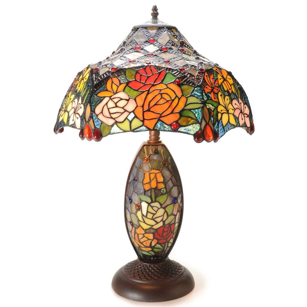 Warehouse of Tiffany Radiant Flowers Table Lamp Collection - Multi-color