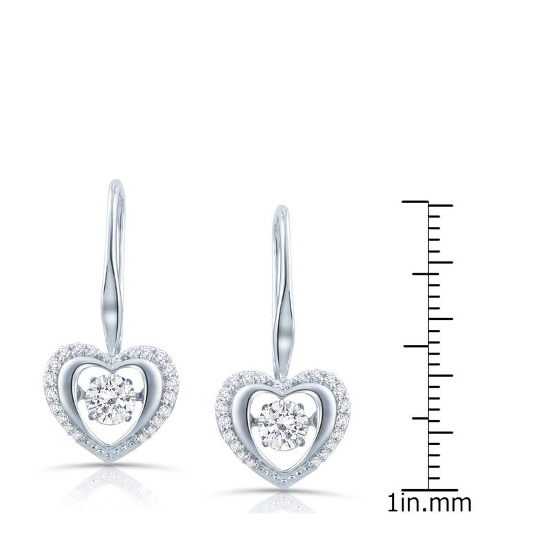 Auriya 14k Gold 1ct TDW 'Dancing Stone' Moving Diamond Heart Earrings