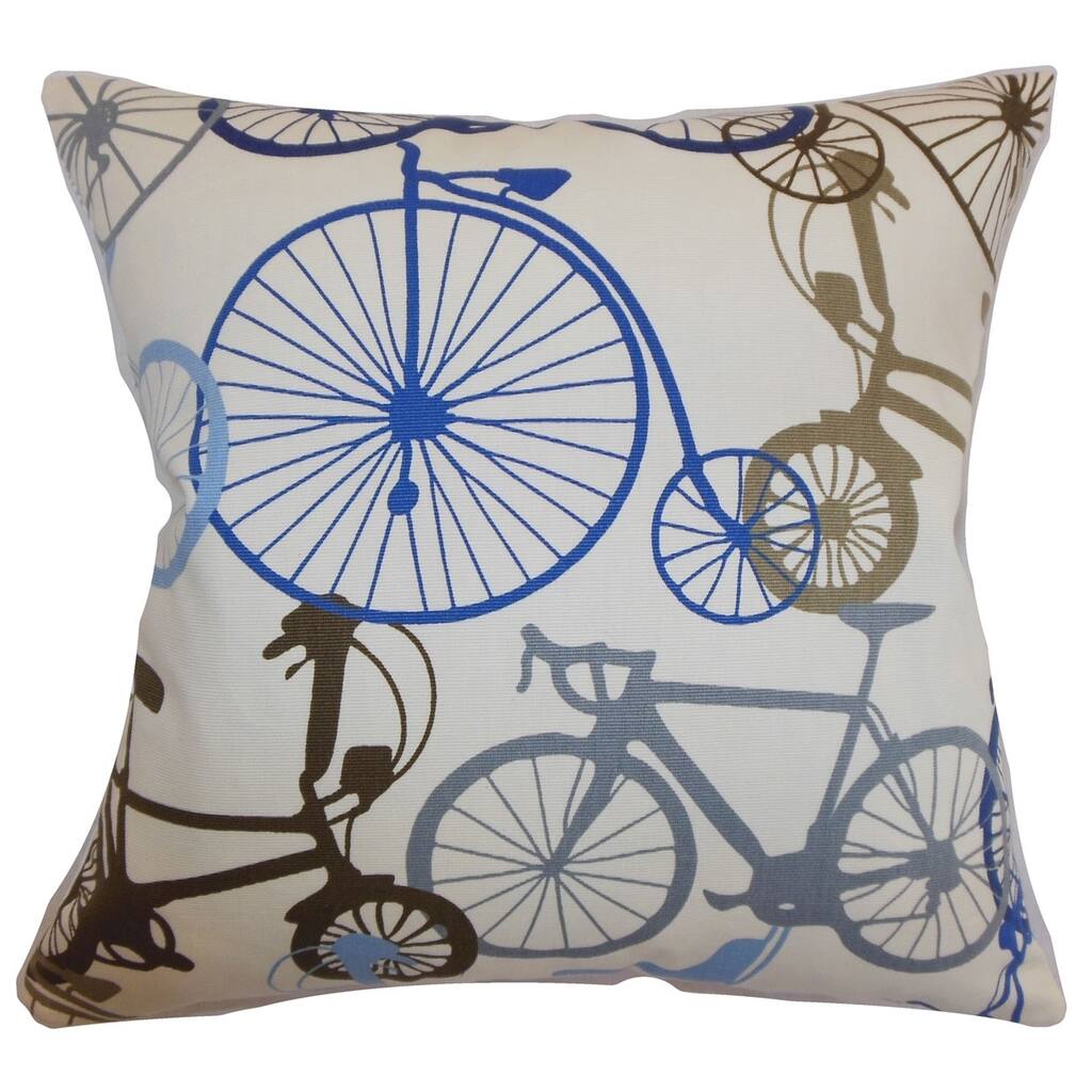 Echuca Bicycles Down Filled Throw Pillow Blue Brown