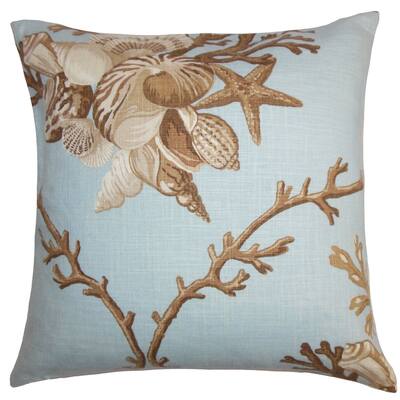 Maj Coastal Blue Brown Down Filled Throw Pillow